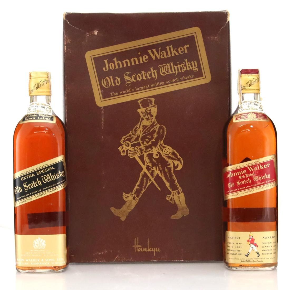 Johnnie Walker Old Scotch Whisky Hankyu Box Set Black Red Label