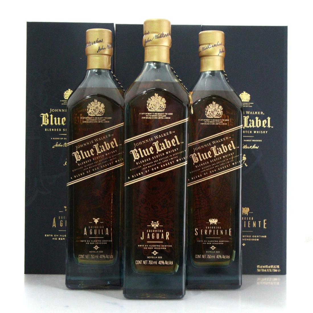 Johnnie Walker Blue Label Scotch Whisky Guerrero Box Set Aguila Jaguar Serpiente