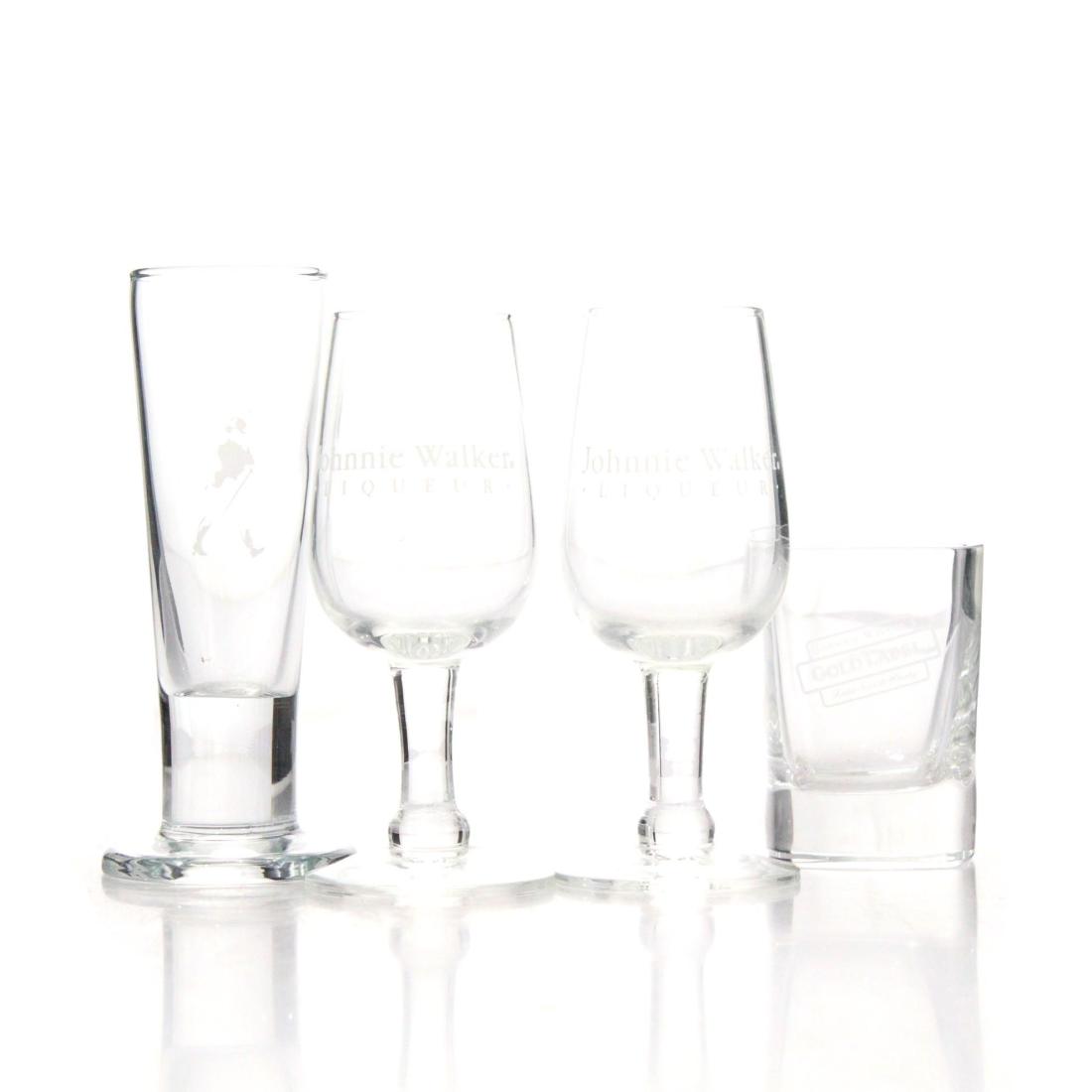 Johnnie Walker Assorted Glassware x 4 whisky bottle