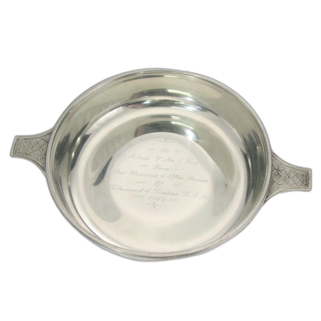 Pewter Quaich presented to Johnnie Walker & Son from Kilmarnock & Loudoun (1983) whisky bottle