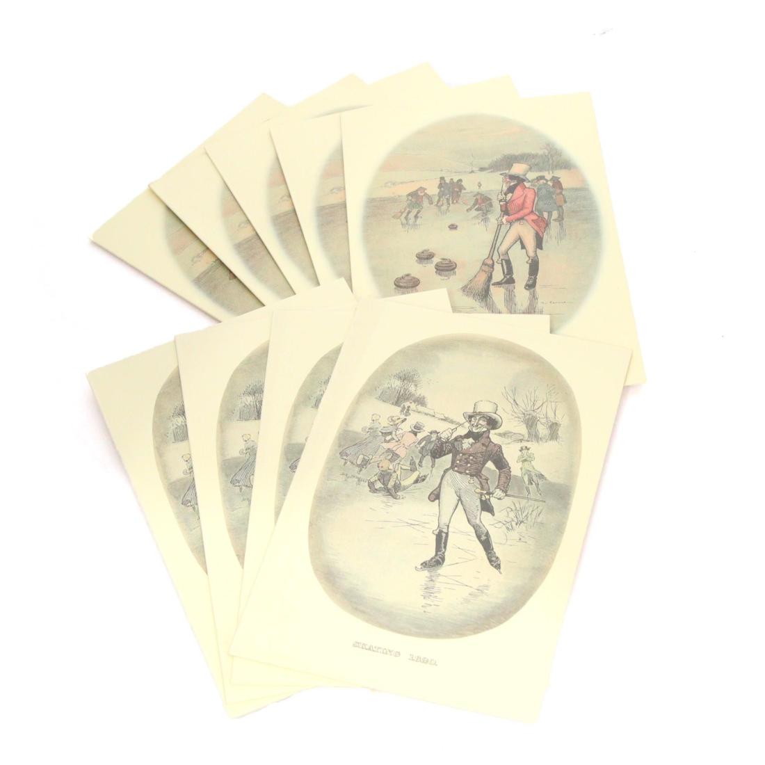 Johnnie Walker Curling 1820 Skating 1820 Reprint Christmas Cards X 10