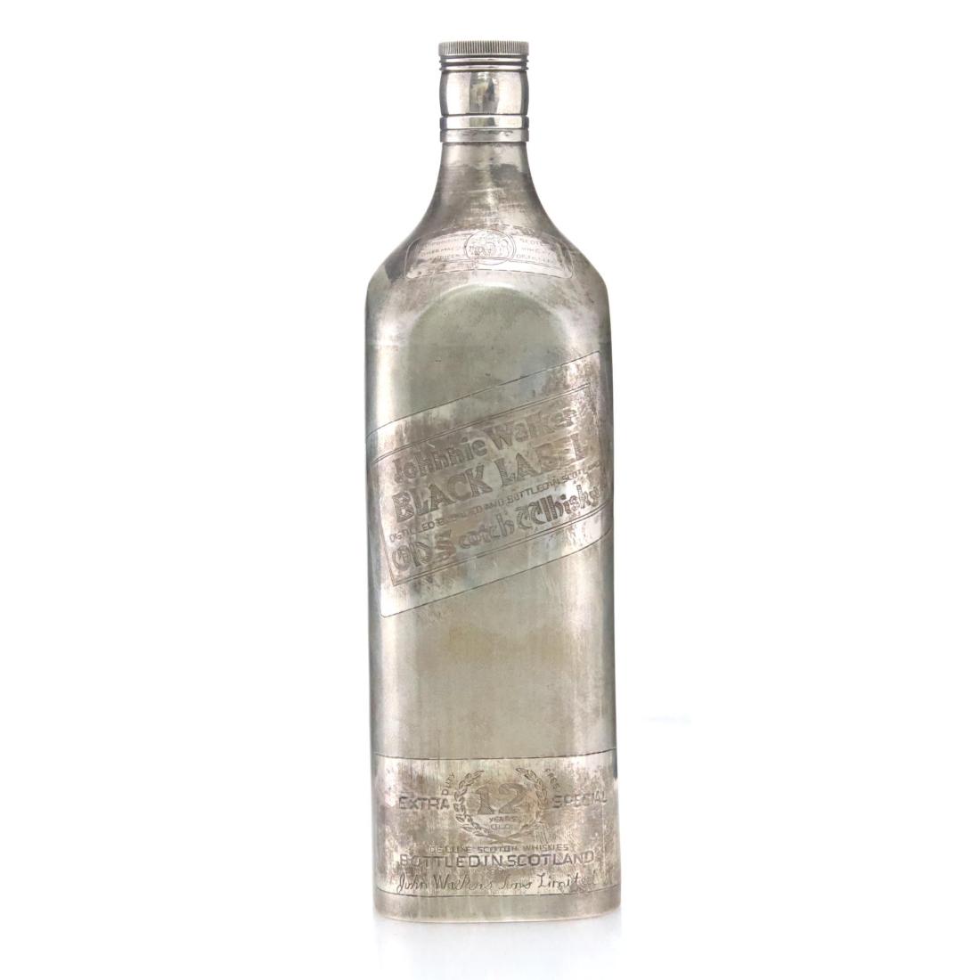 Johnnie Walker Black Label Sterling Silver Flask Bottle