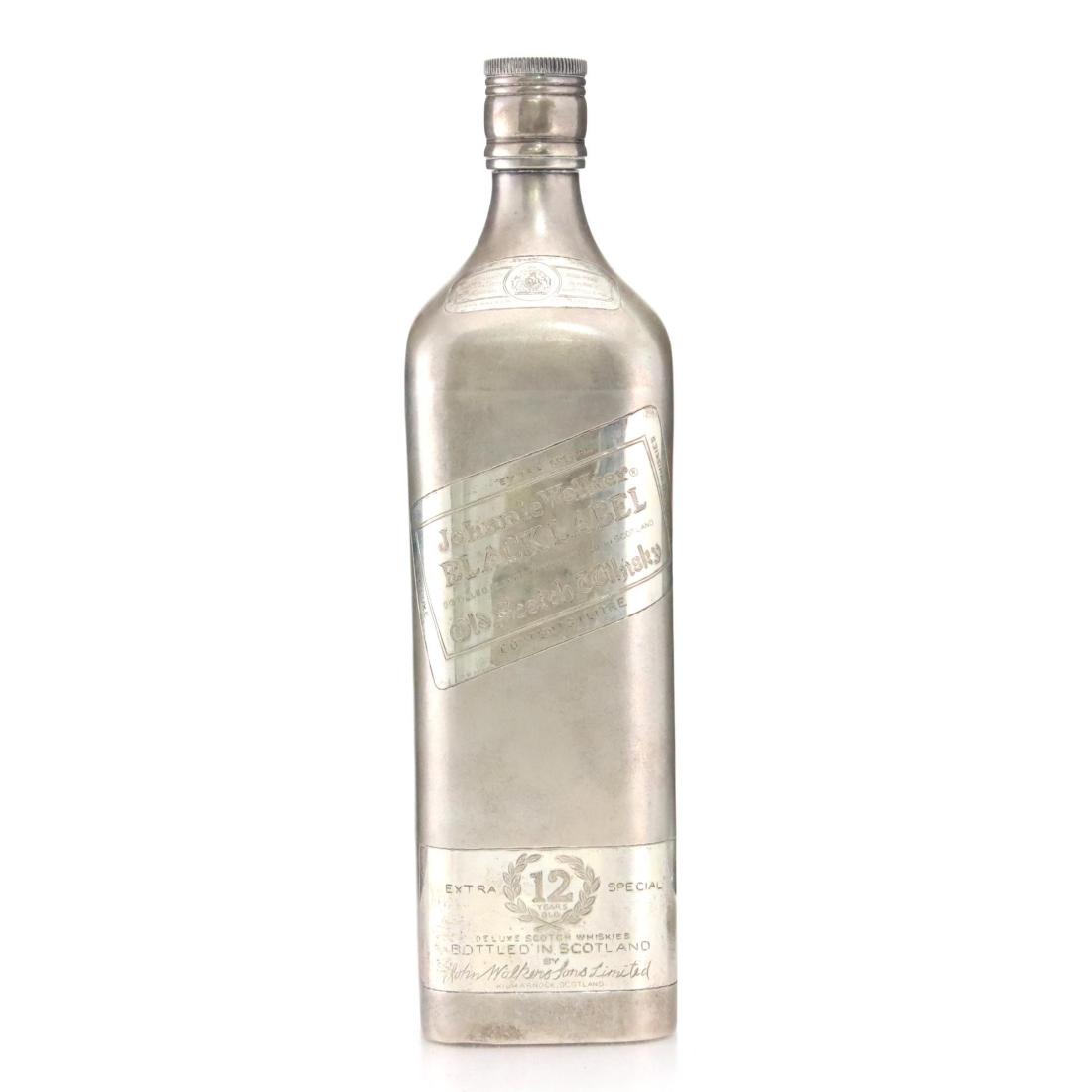 Johnnie Walker Black Label Sterling Silver Flask Bottle