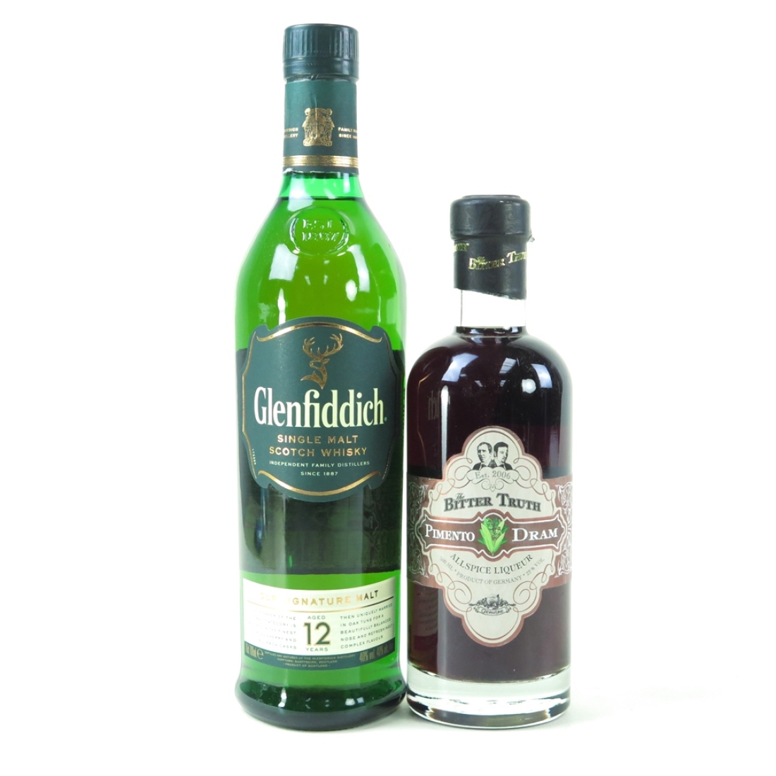 Glenfiddich 12 Year Old 70cl and Bitter Truth Pimento Dram 50cl