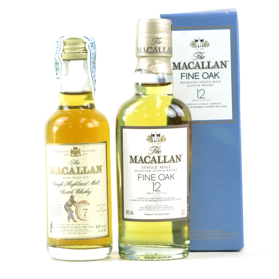 Macallan 12 Year Old Fine Oak and 7 Year Old 2 x 5cl Miniature