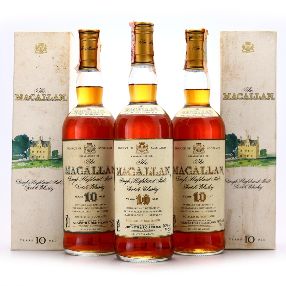 Macallan 10 Year Old 1980s 3 x 75cl / Giovinetti Import