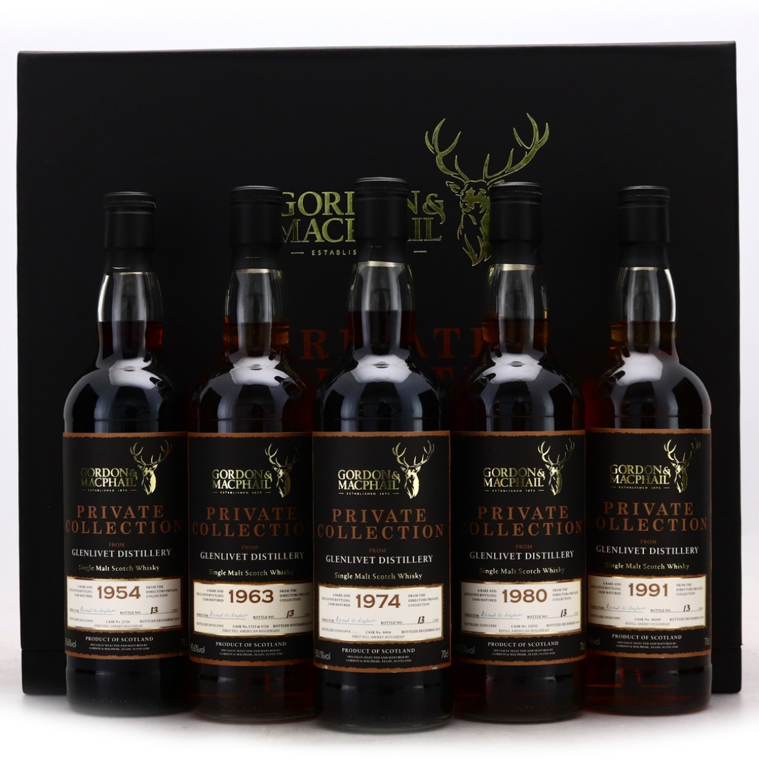 Glenlivet Decades Gordon and MacPhail Private Collection 5 x 70cl