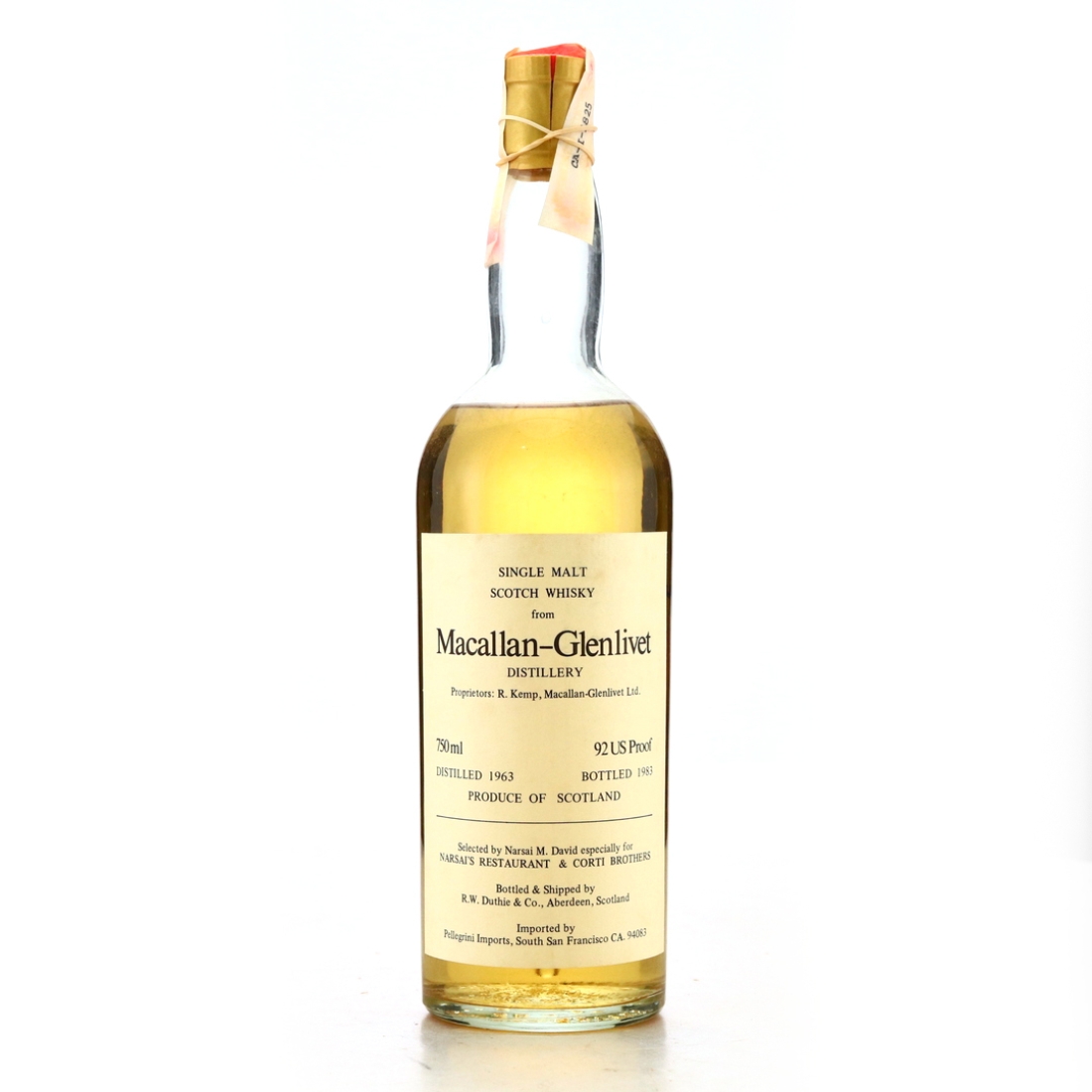 Macallan 1963 R.W. Duthie for Corti Brothers / Narsai's Restaurant