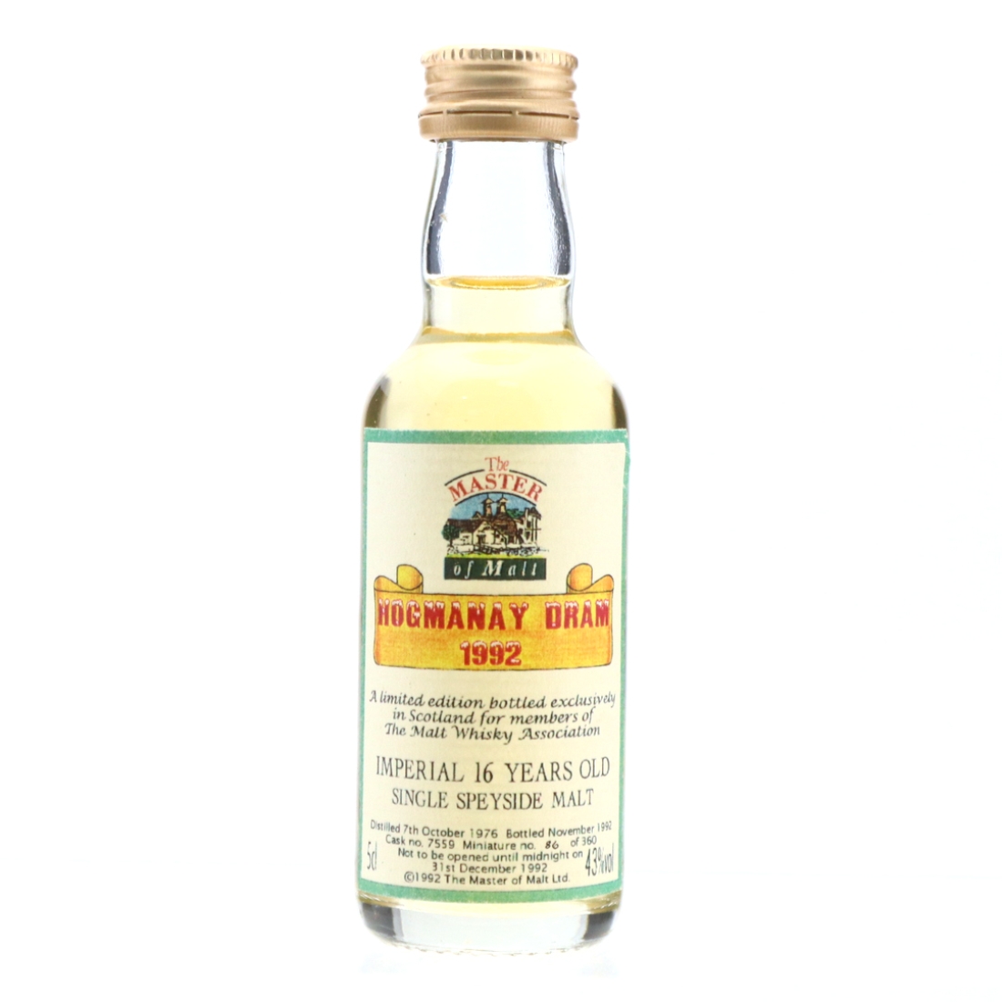 Imperial 1976 Master of Malt 16 Year Old Miniature / Hogmanay Dram