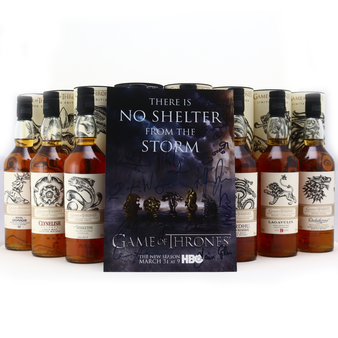 Game of Thrones Limited Editions 8 x 70cl with Autograph Print Poster