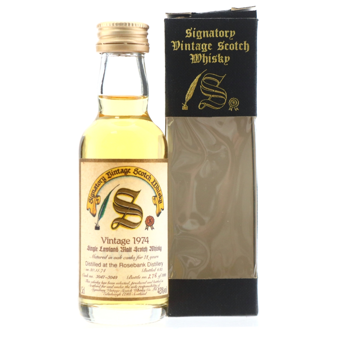 Rosebank 1974 Signatory Vintage 18 Year Old Miniature