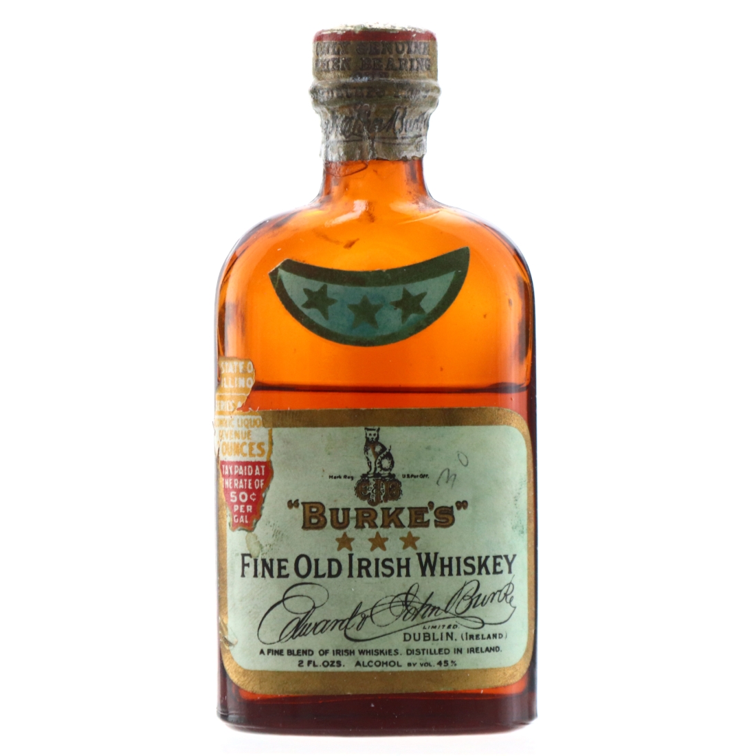 Burke's 10 Year Old Fine Old Irish Whiskey 1934 Miniature / US Import