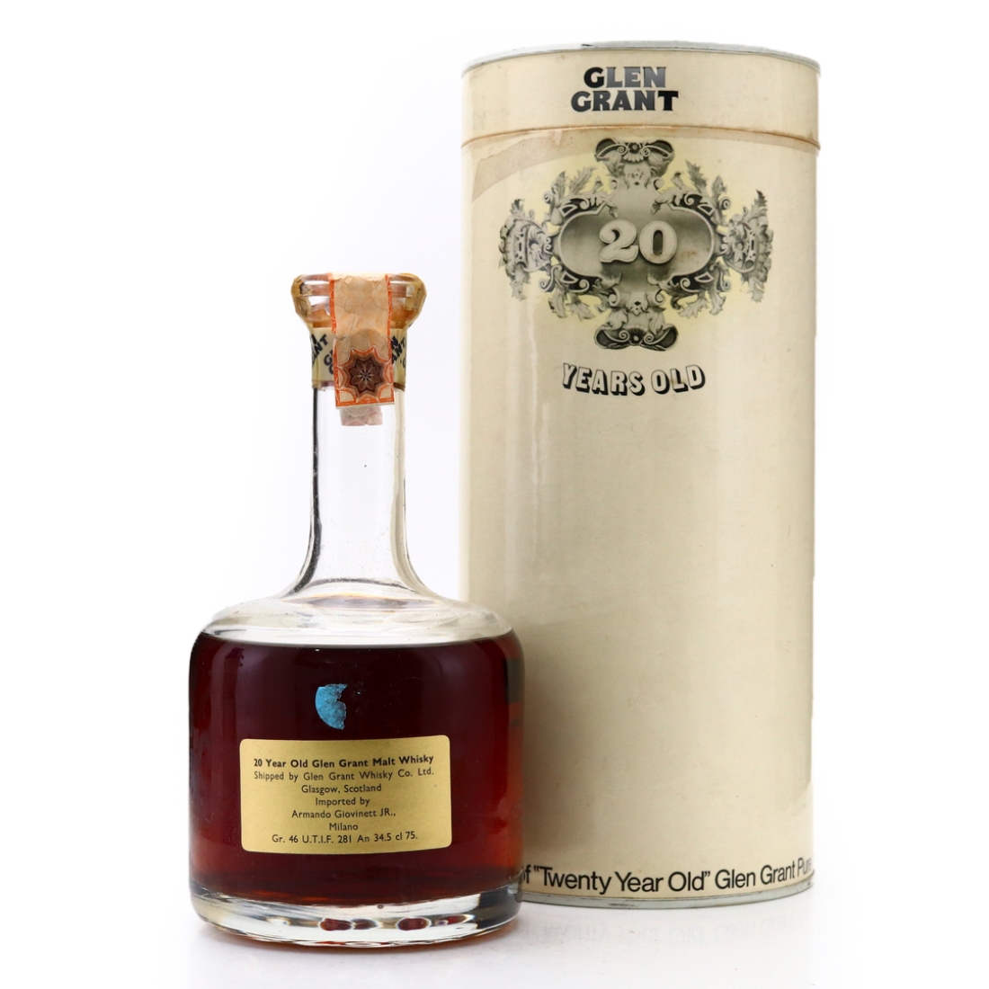 Glen Grant 20 Year Old Decanter 1970s / Giovinetti Import