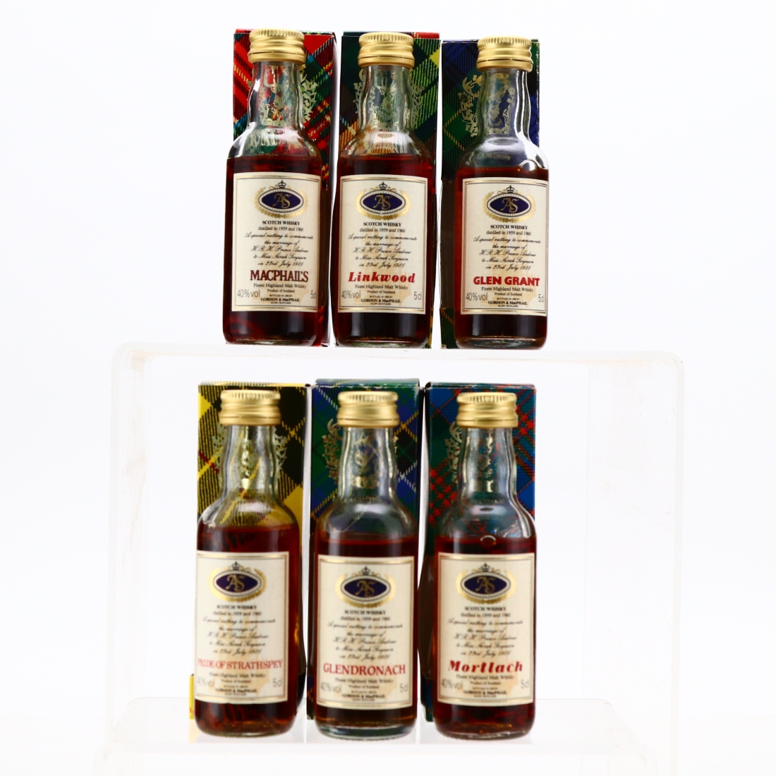 Gordon and MacPhail 1959/1960 Royal Marriage 1986 Miniatures x 6
