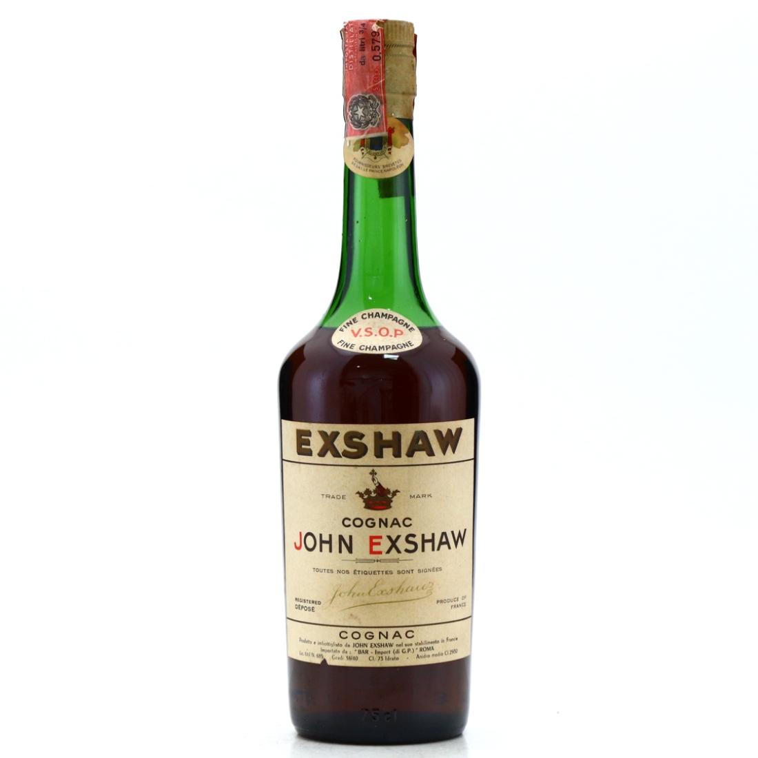 John Exshaw VSOP Cognac circa 1960s