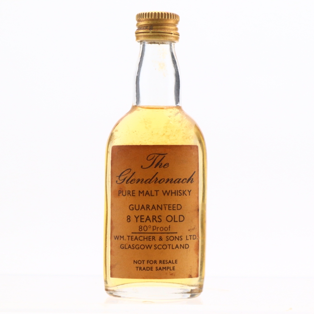 Glendronach 8 Year Old Teacher's 80 Proof Miniature 1970s