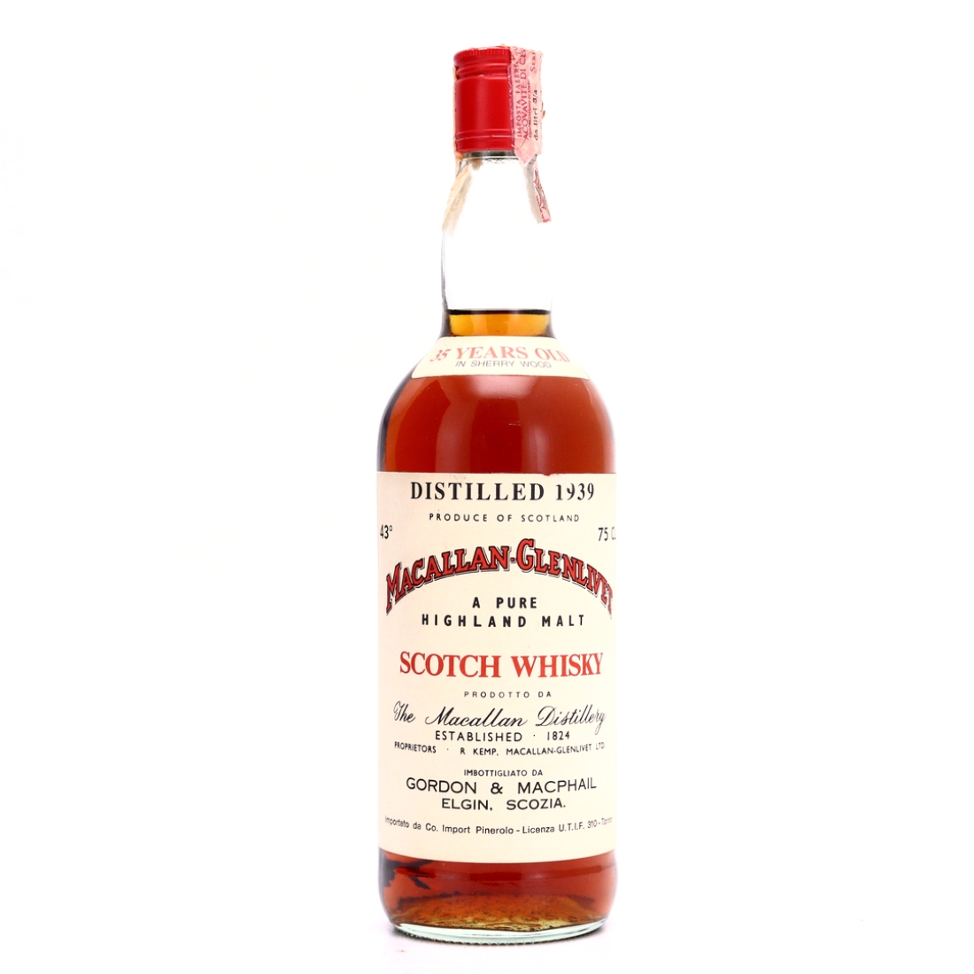 Macallan 1939 Gordon and MacPhail 35 Year Old  / Co. Pinerolo Import