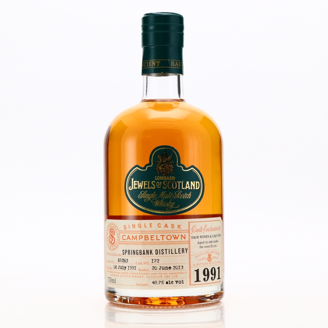 Springbank 1991 Lombard 21 Year Old Jewels of Scotland 75cl / US Import - D&M Wines