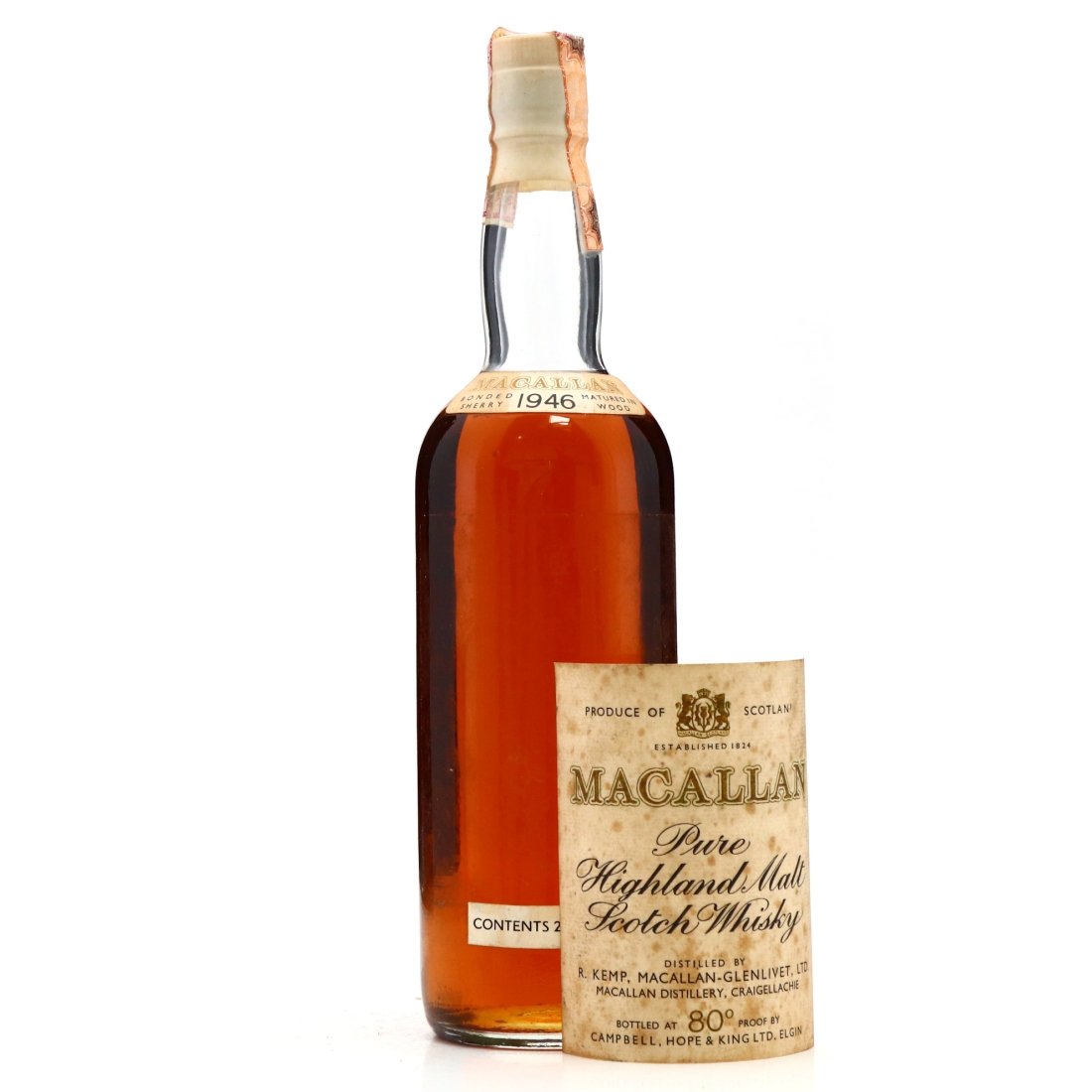 Macallan 1946 Campbell, Hope and King 80 Proof