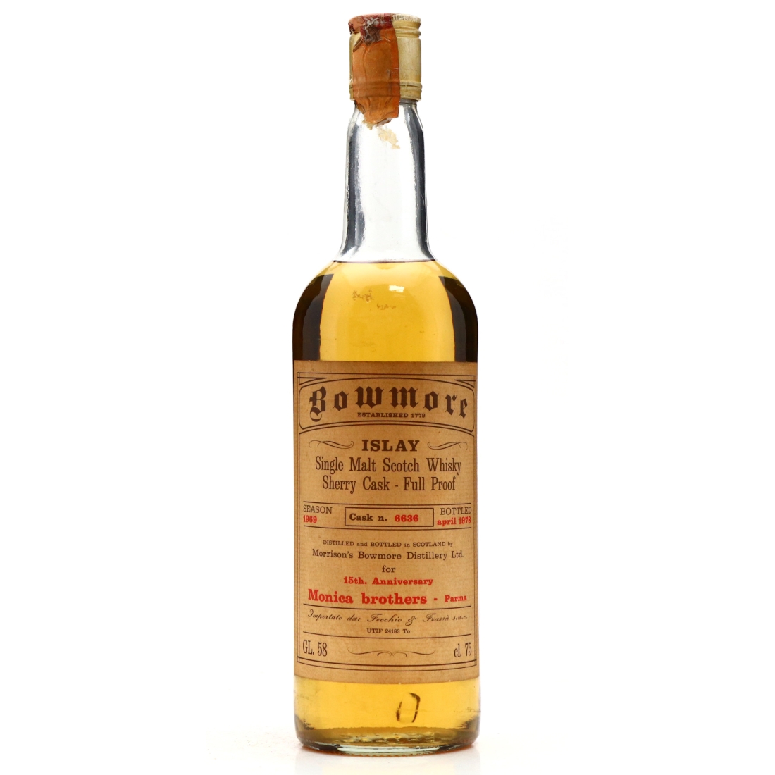 Bowmore 1969 Single Cask #6636 for Monica Brothers / Fecchio & Frassa Import