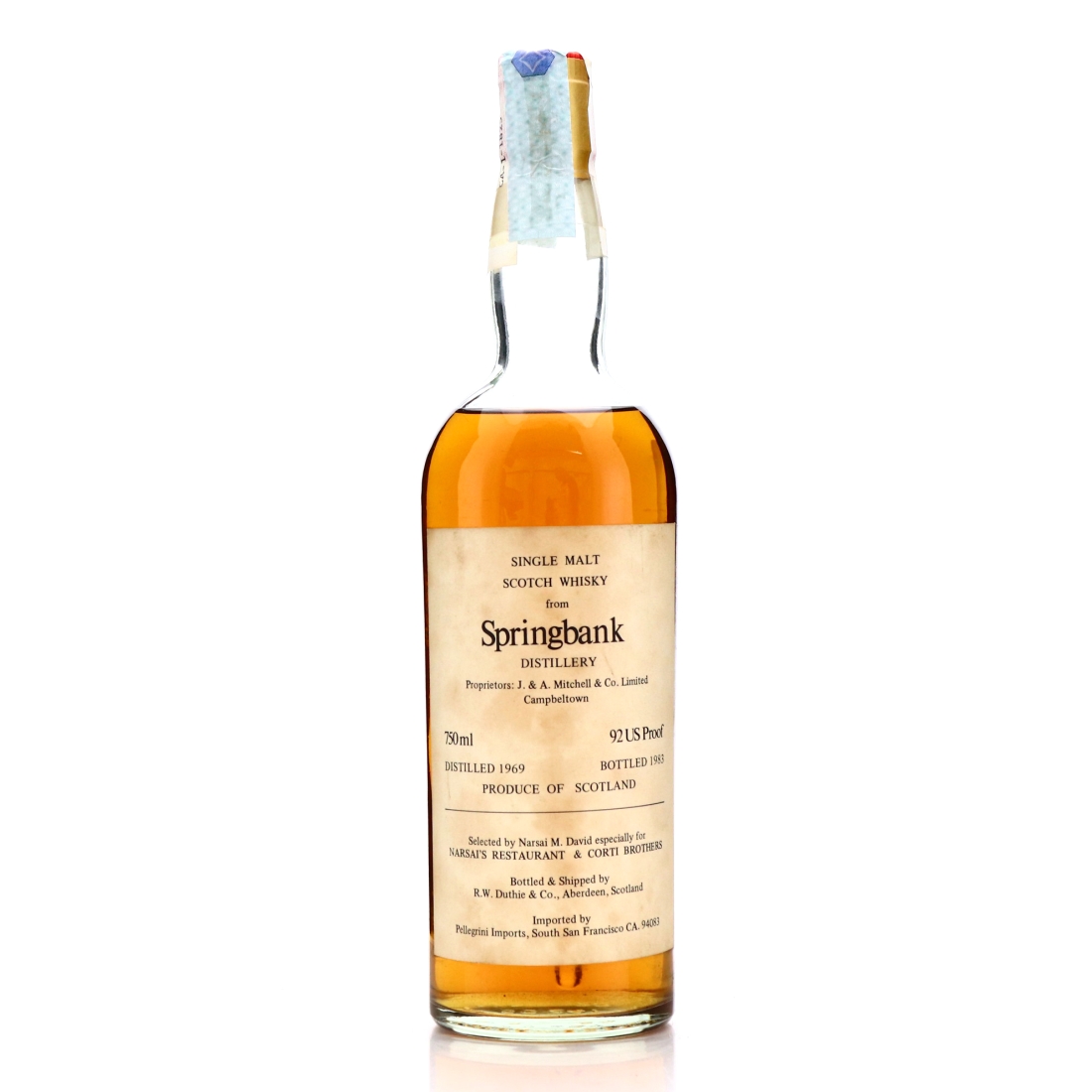 Springbank 1969 R.W. Duthie for Corti Brothers / Narsai's Restaurant 