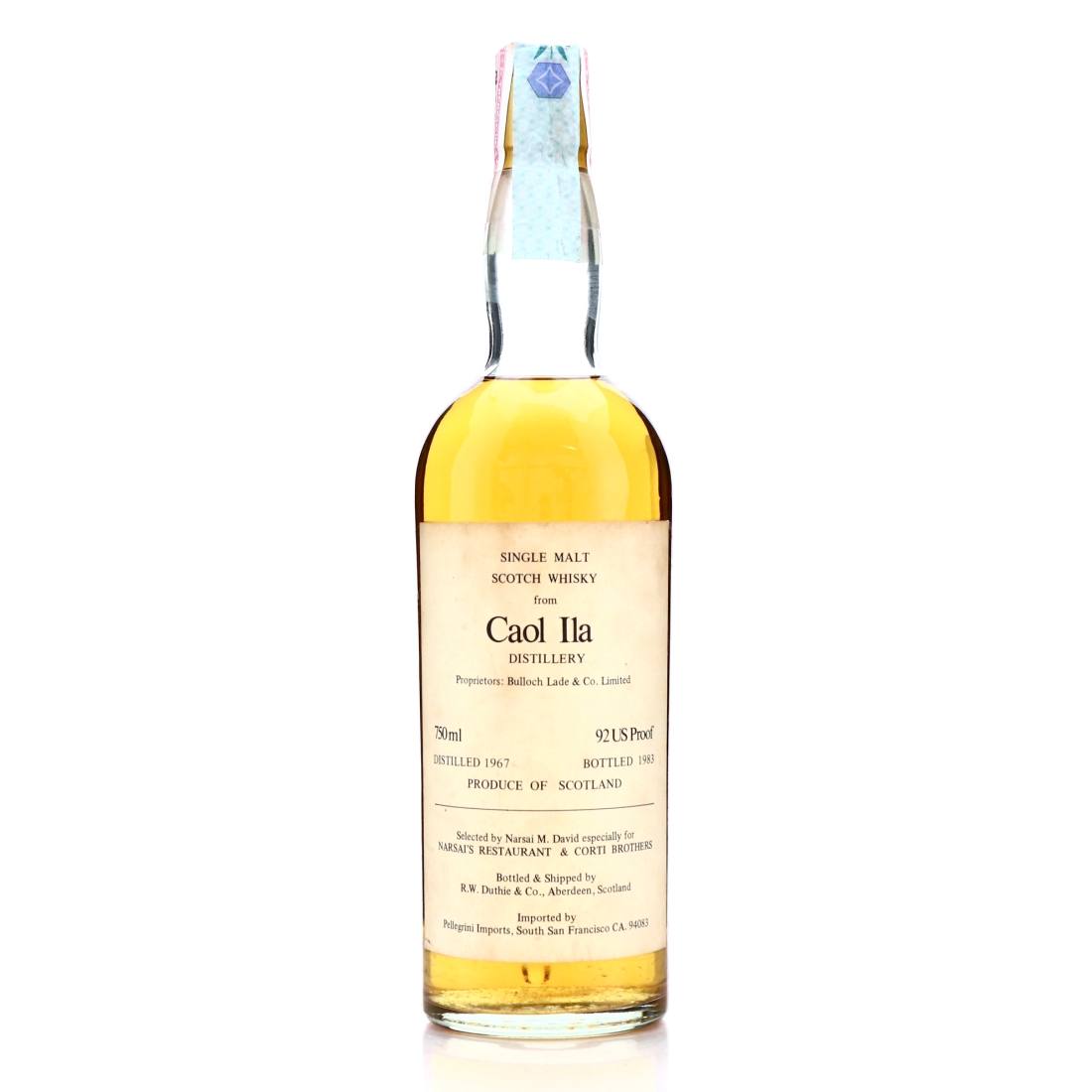Caol Ila 1967 R.W. Duthie for Corti Brothers / Narsai's Restaurant 