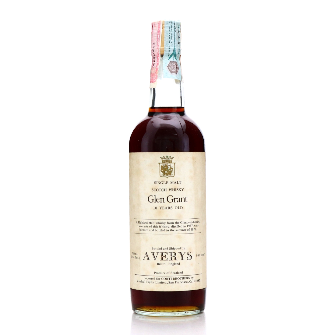 Glen Grant 1967 Averys for Corti Brothers 10 Year Old / US Import