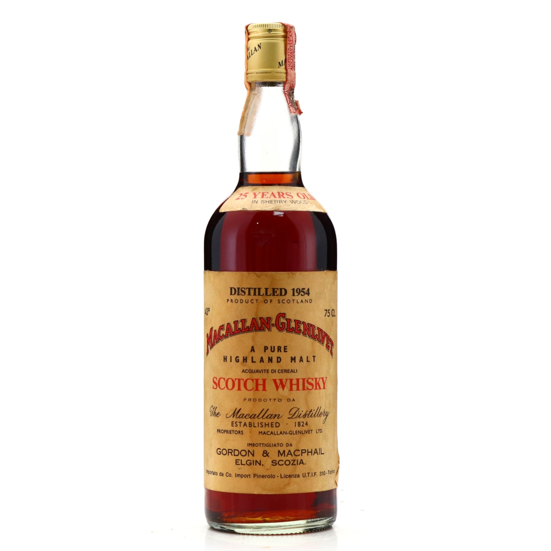 Macallan 1954 Gordon and MacPhail 25 Year Old / Co. Pinerolo Import