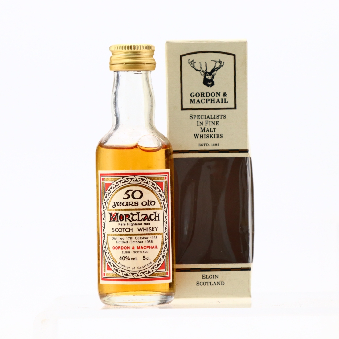 Mortlach 1936 Gordon and MacPhail 50 Year Old Miniature 5cl