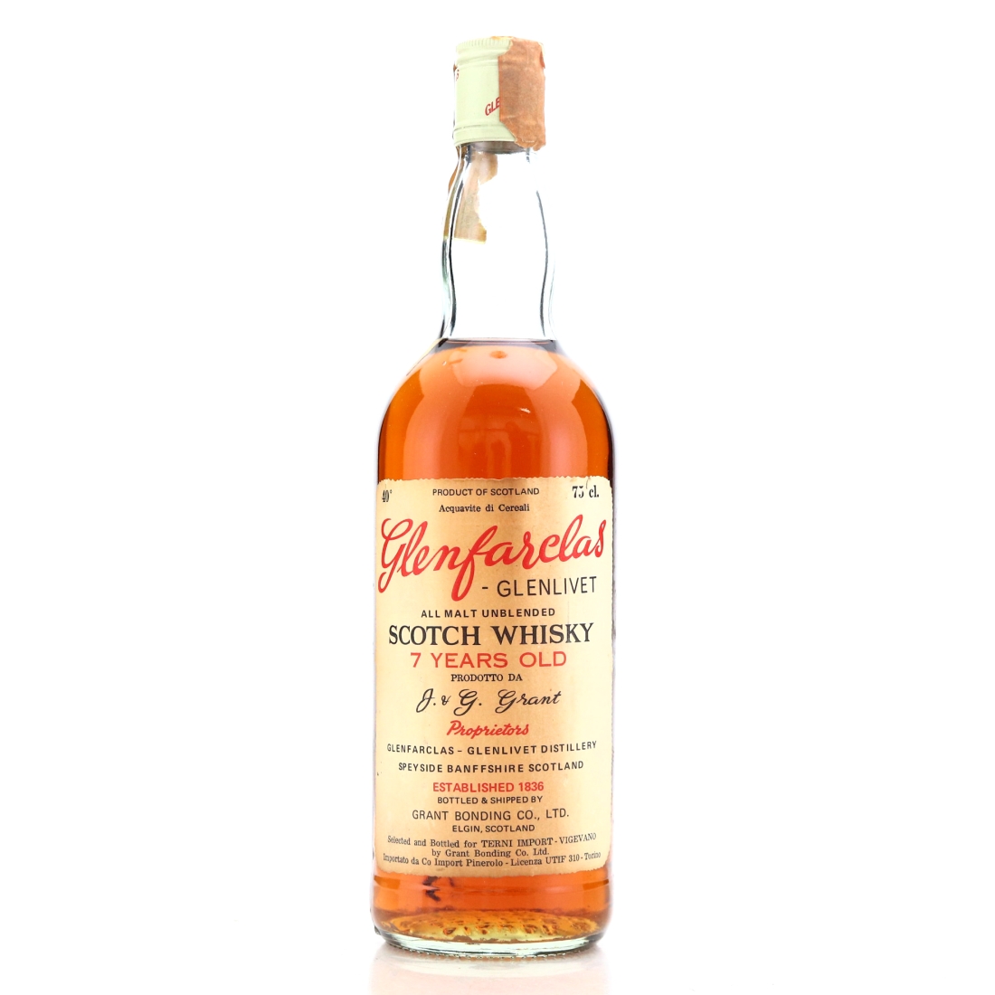 Glenfarclas 7 Year Old circa 1970s / Co. Pinerolo Import