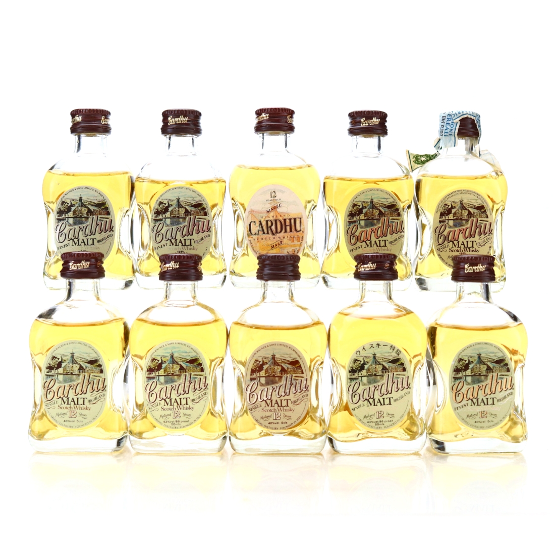 Cardhu 12 Year Old John Walker and Sons Miniature x 10 1980s