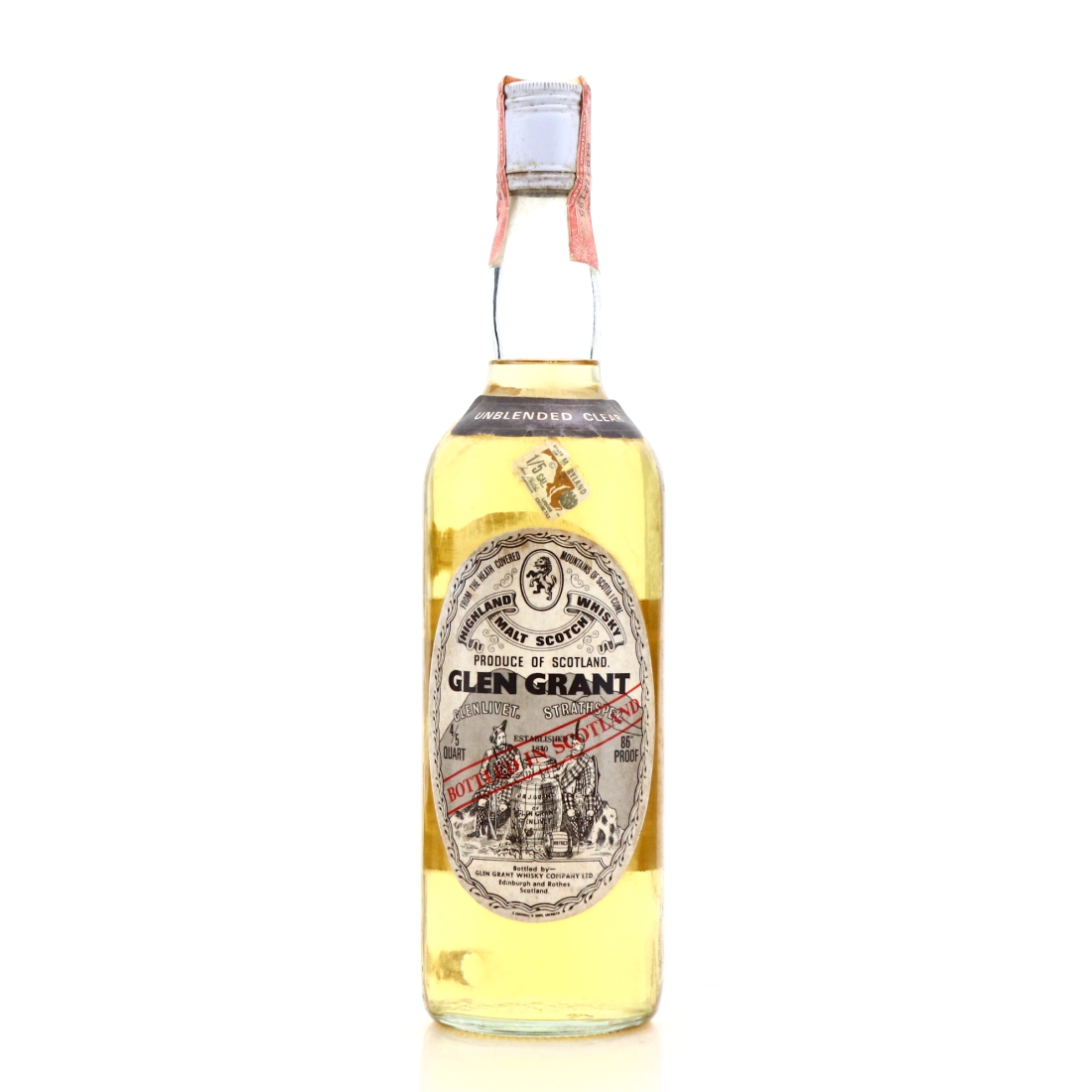 Glen Grant Unblended Clear 1970s / John Gross Import, US