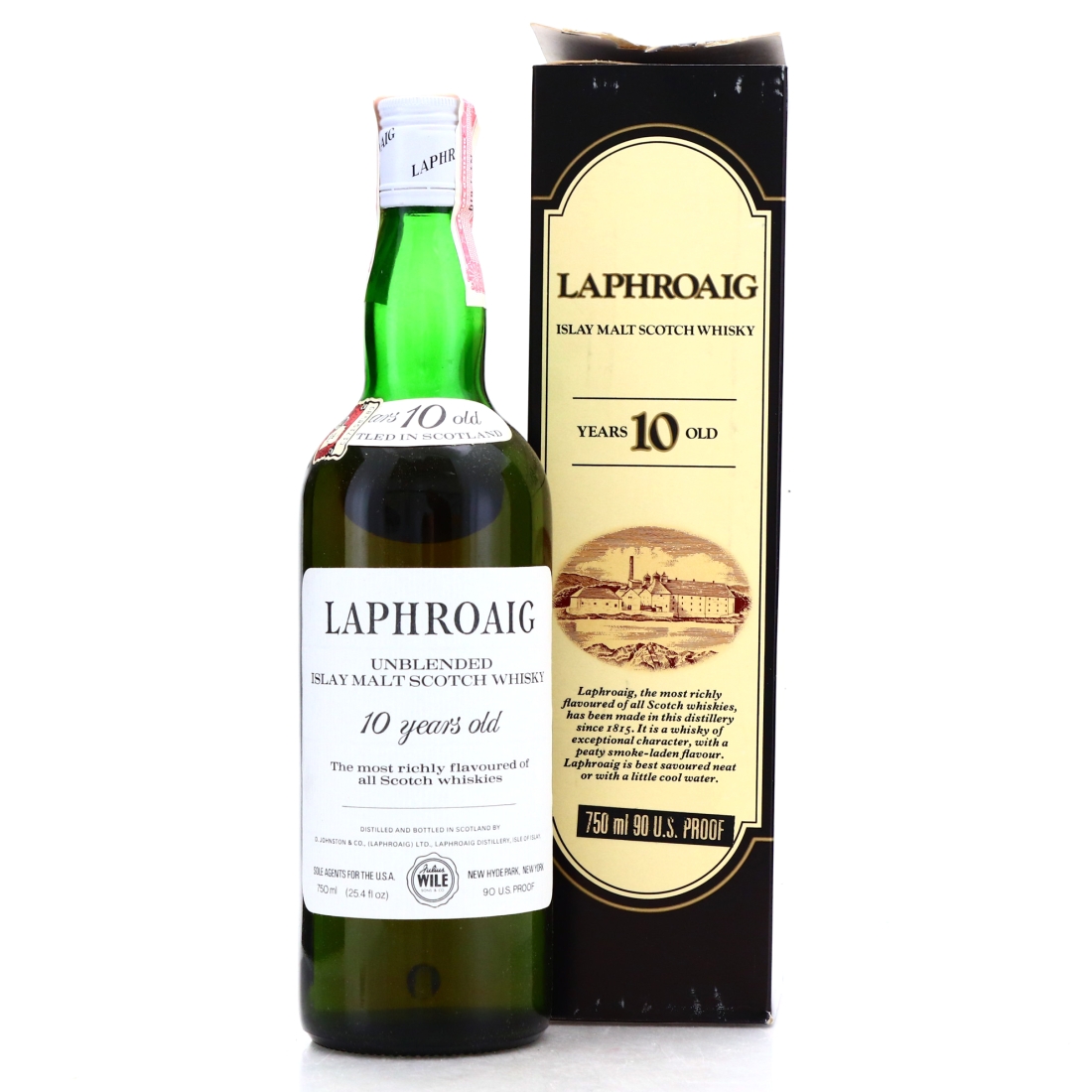 Laphroaig 10 Year Old 90 Proof early 1980s / Julius Wile Import, US