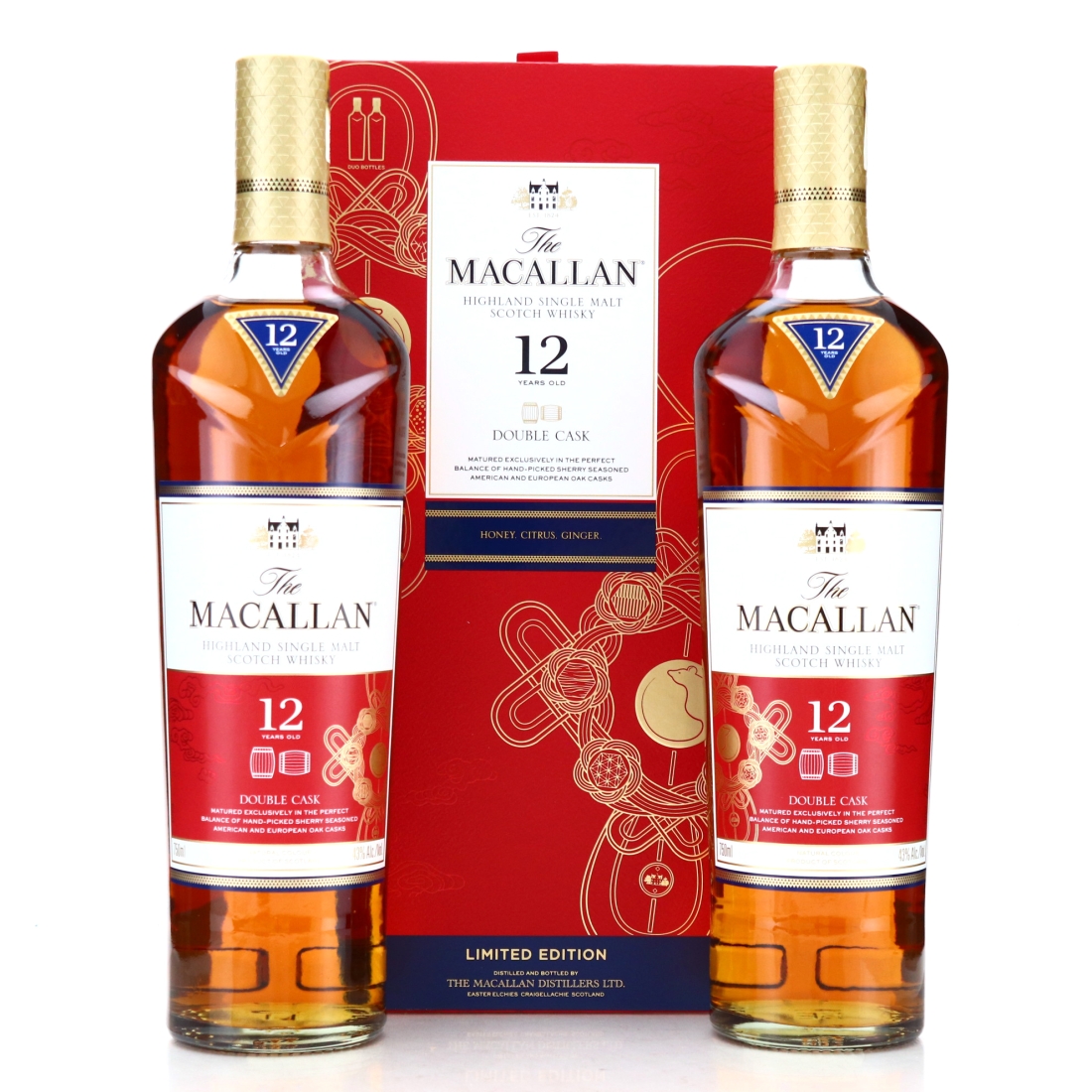 Macallan 12 Year Old Double Cask 2 x 75cl / Year of the Rat - US Import