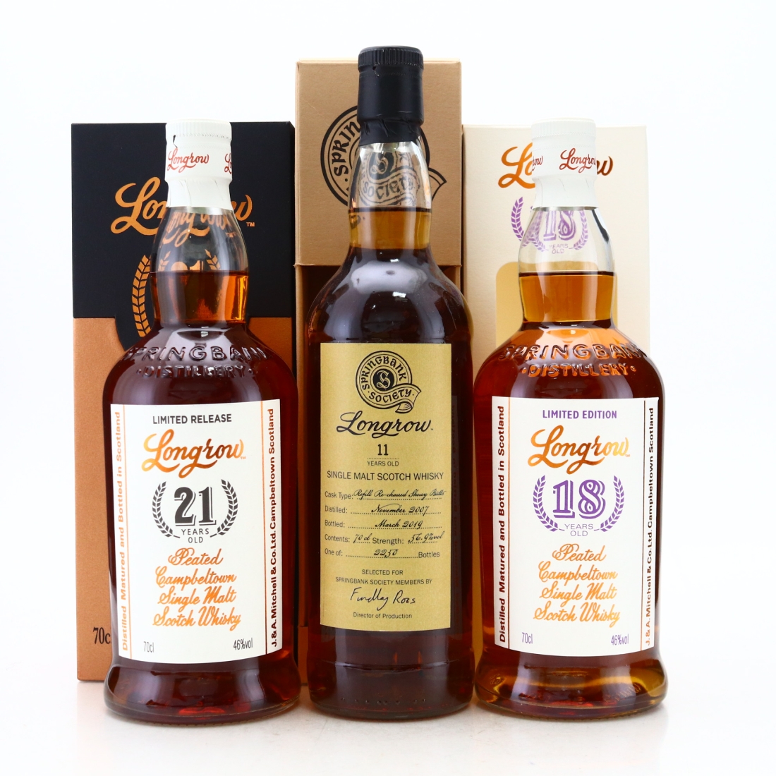 Longrow 11, 18 & 21 Year Old 3 x 70cl
