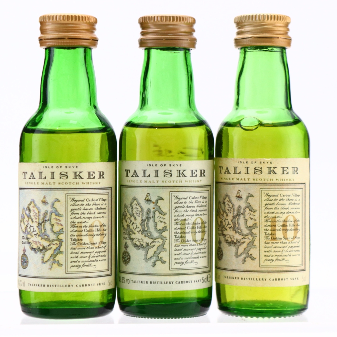 Talisker 10 Year Old Map Label Miniature 1990s x 3