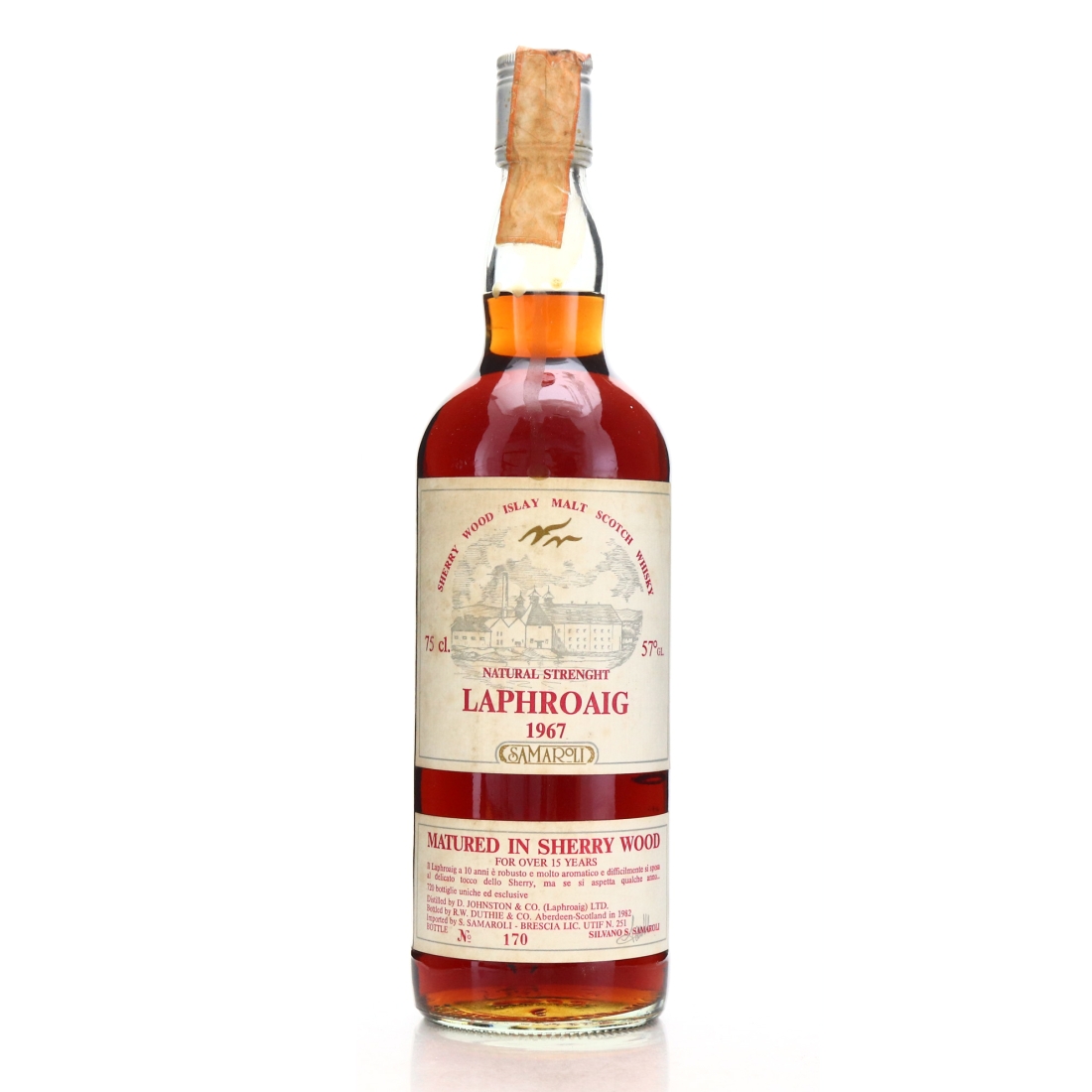Laphroaig 1967 Samaroli 15 Year Old Sherry Wood / Silver Cap - Signed by Silvano Samaroli