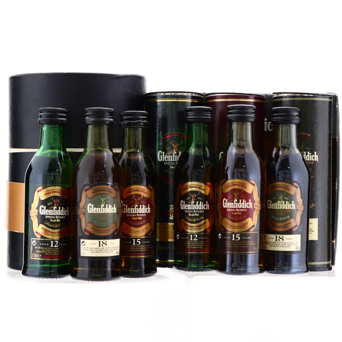 Glenfiddich 12, 15 & 18 Year Old Miniatures x 6