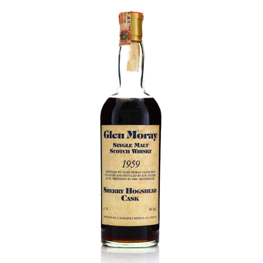 Glen Moray 1959 Samaroli 25 Year Old Sherry Hogshead / Signed by Silvano Samaroli