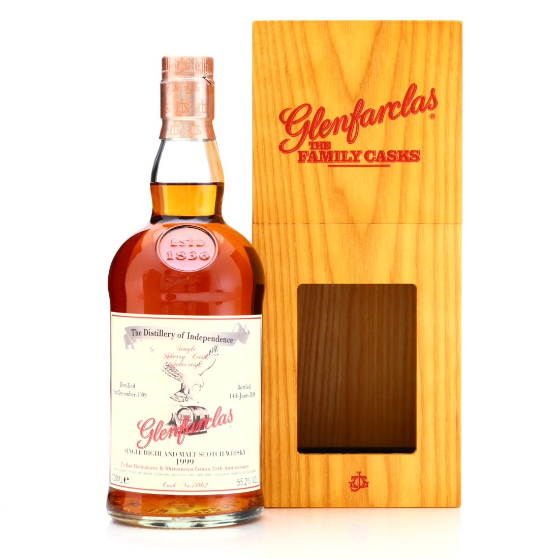 Glenfarclas 1999 Single Sherry Cask #7062 / J's Bar & Shinanoya 25th Anniversary