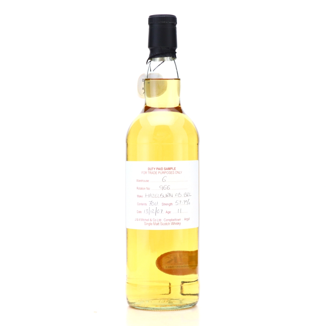 Hazelburn 2007 Duty Paid Sample 11 Year Old / Fresh Bourbon Barrel