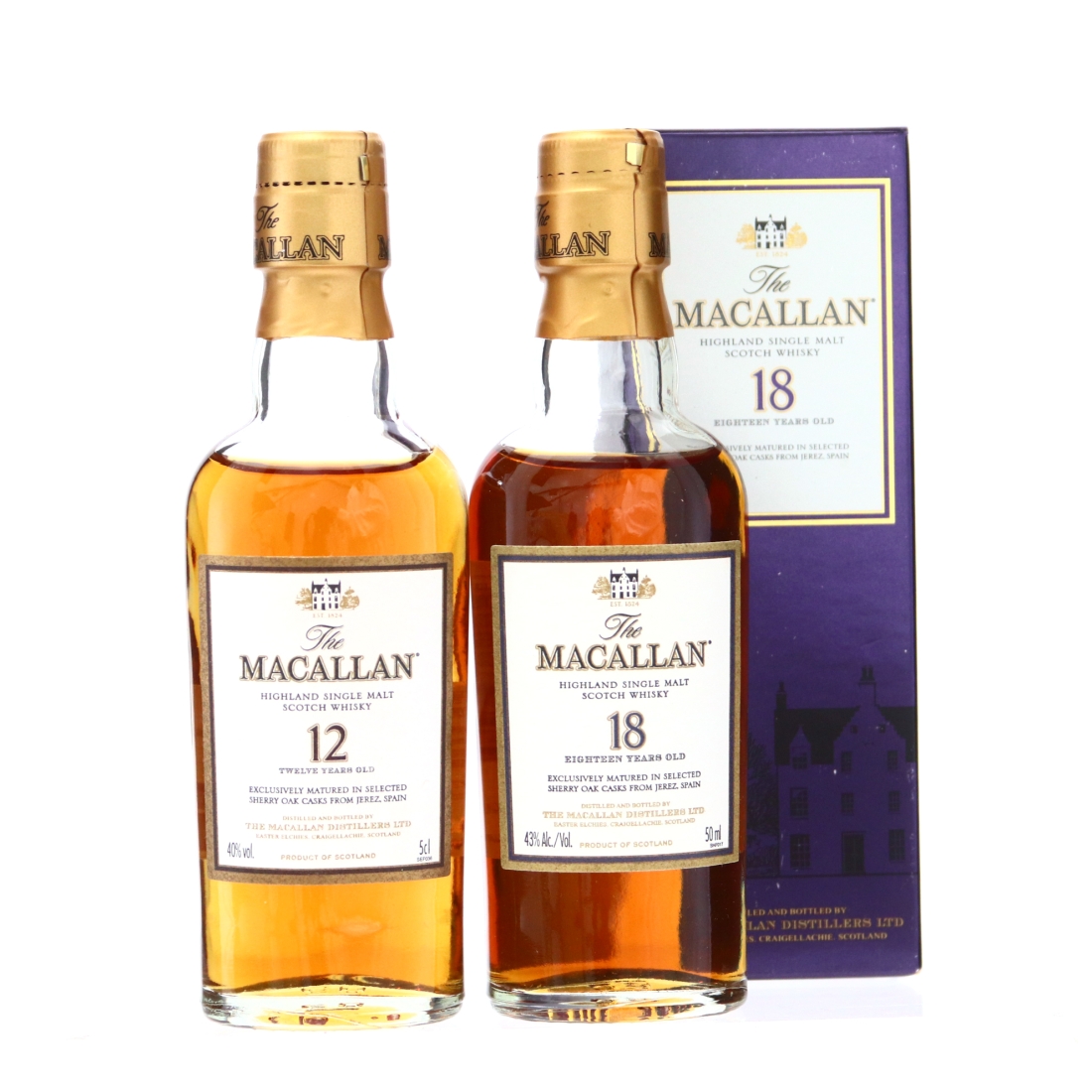Macallan 12 & 18 Year Old Miniatures 2 x 5cl
