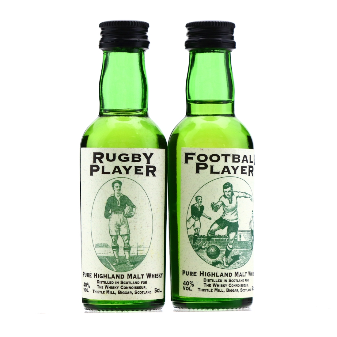 Football & Rugby Player The Whisky Connoisseur Miniature x 2