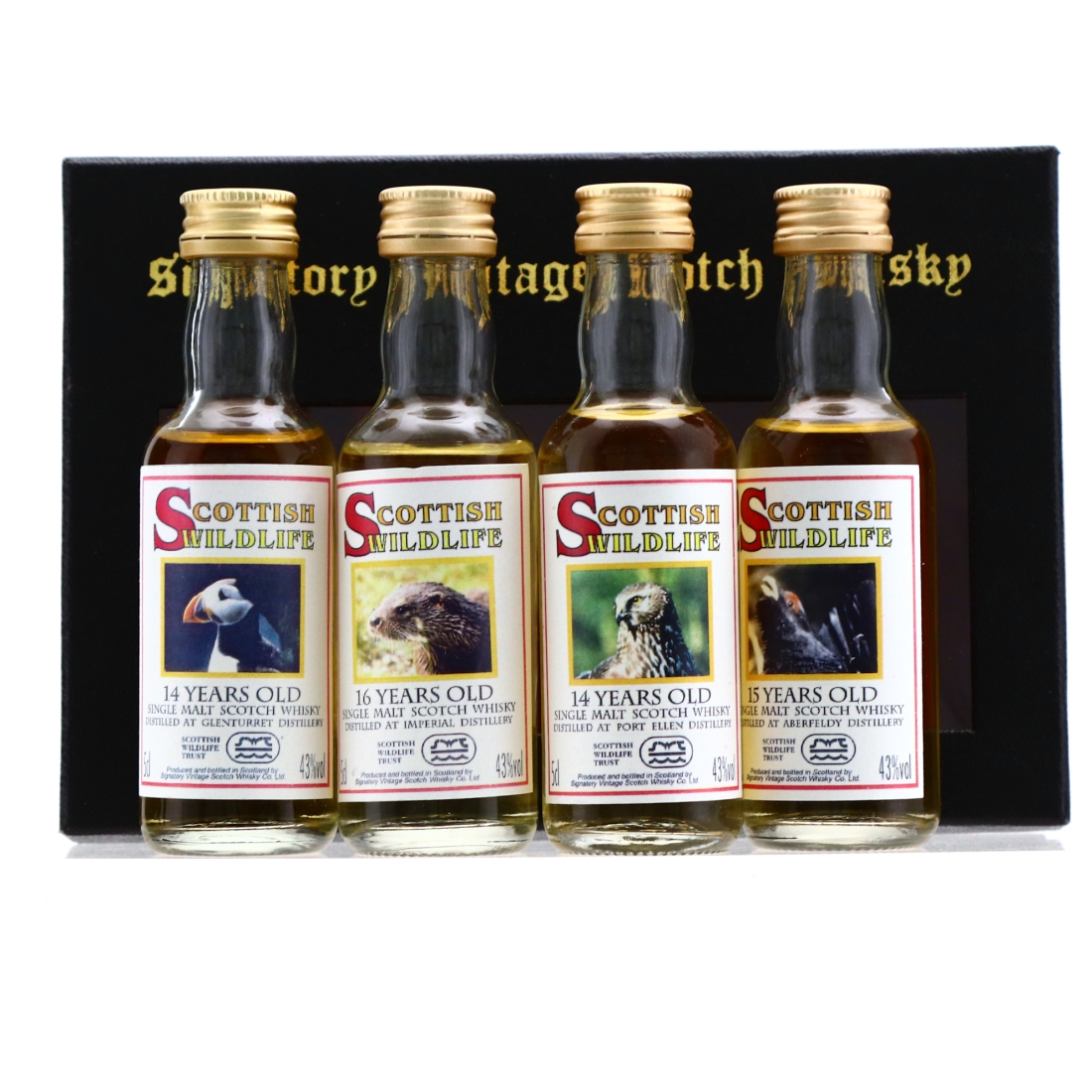 Scottish Wildlife Signatory Vintage Single Malts / Including Port Ellen 4 x 5cl