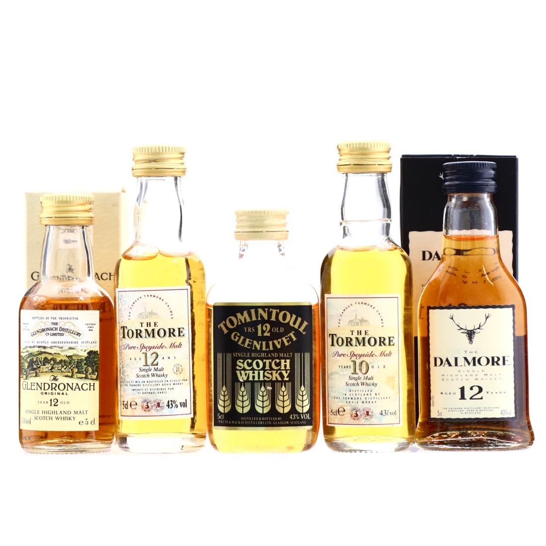 Scotch Malt Whisky Miniatures x 5 including Dalmore