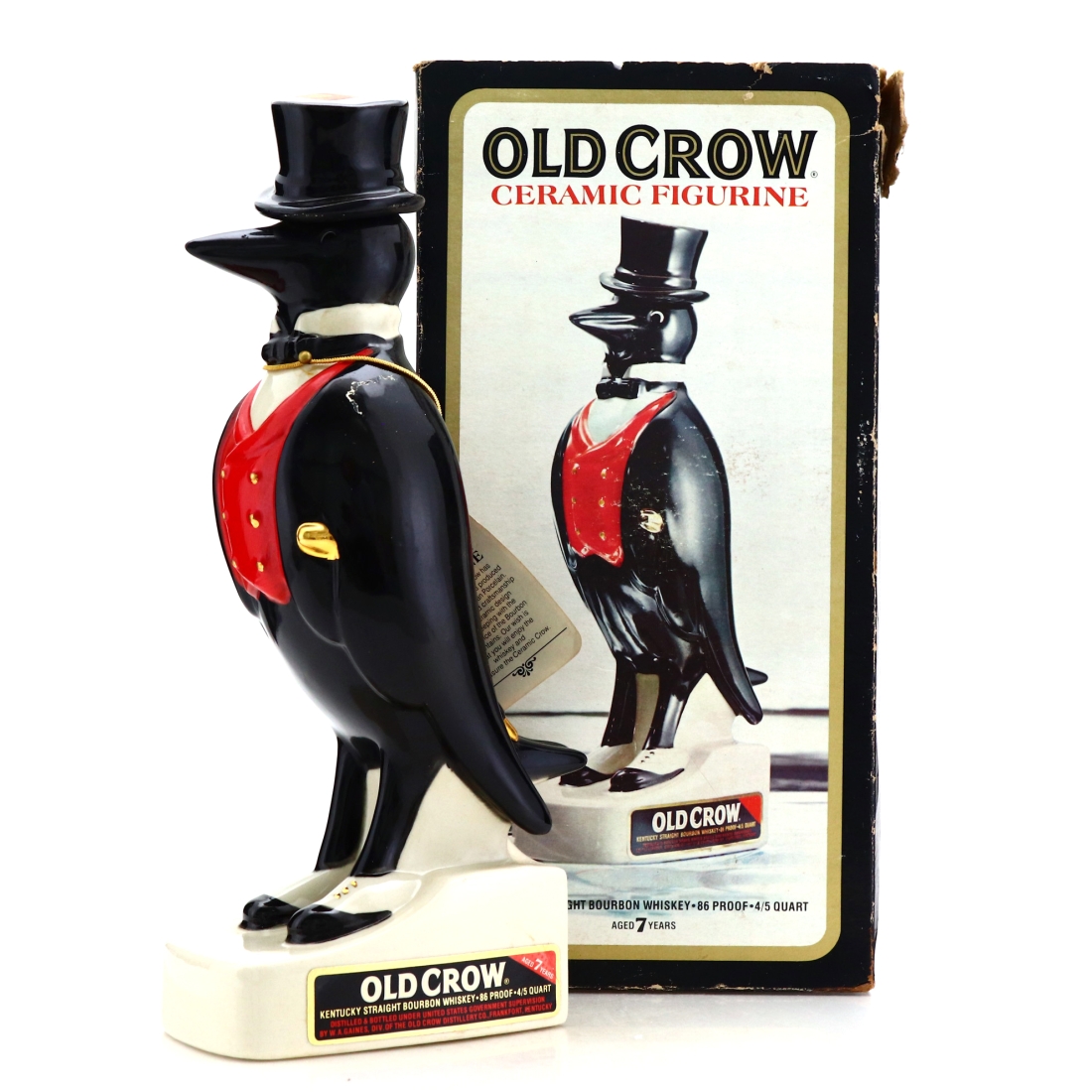 Old Crow 7 Year Old Ceramic Figurine Decanter 1960s