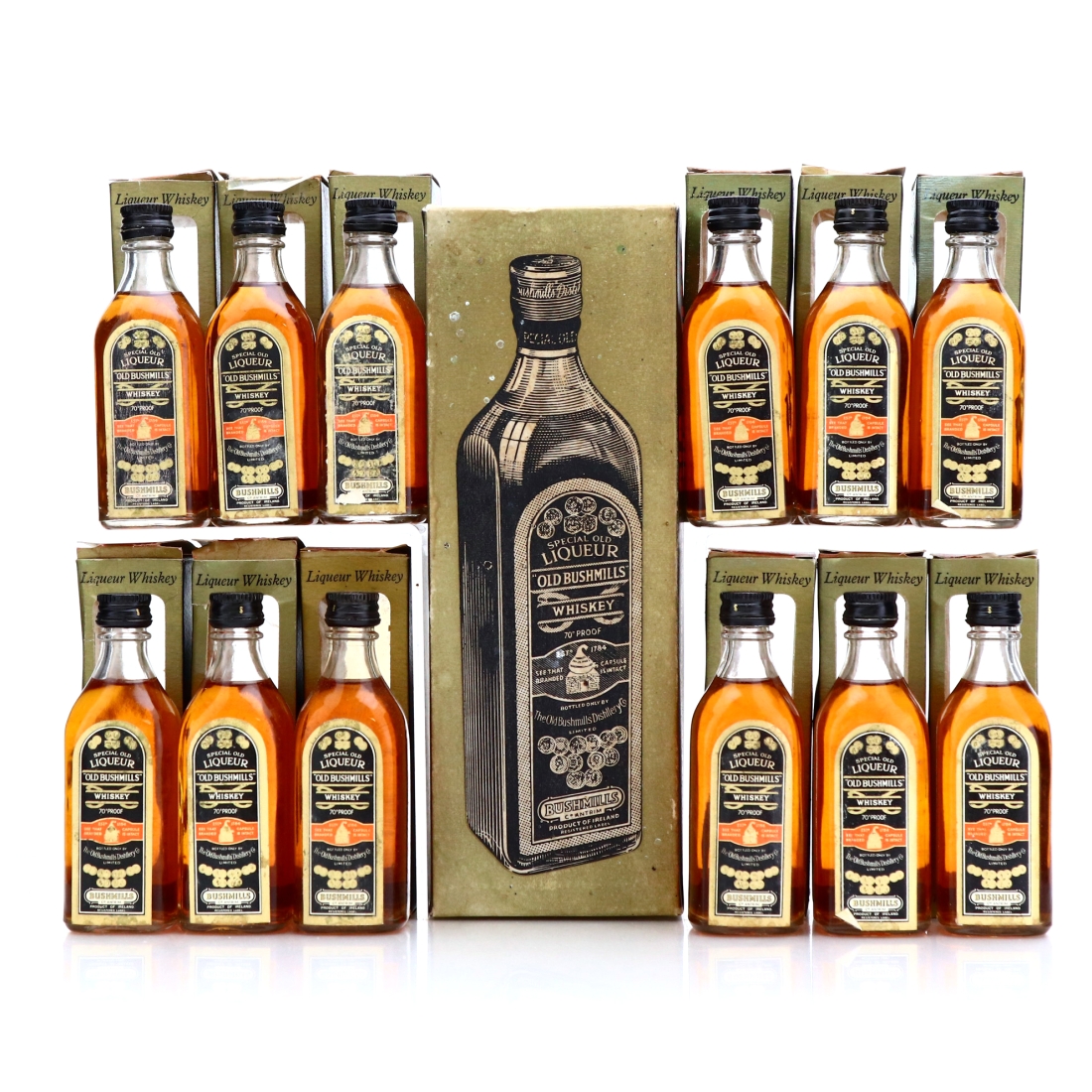 Old Bushmills Special Old Liqueur Irish Whiskey 1960s Miniatures x 12