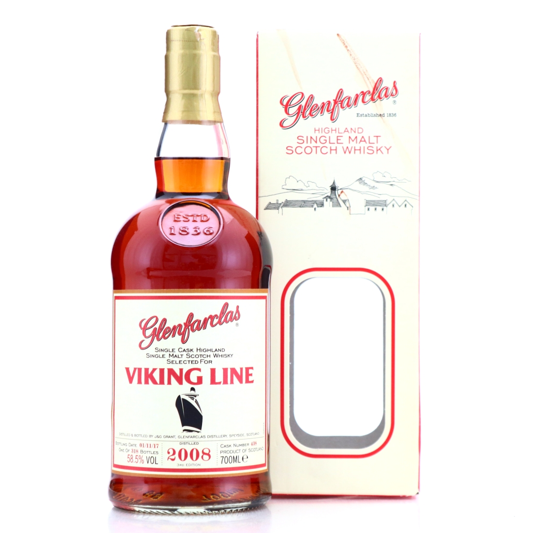 Glenfarclas 2008 Single Cask #438 / Viking Line - Signed