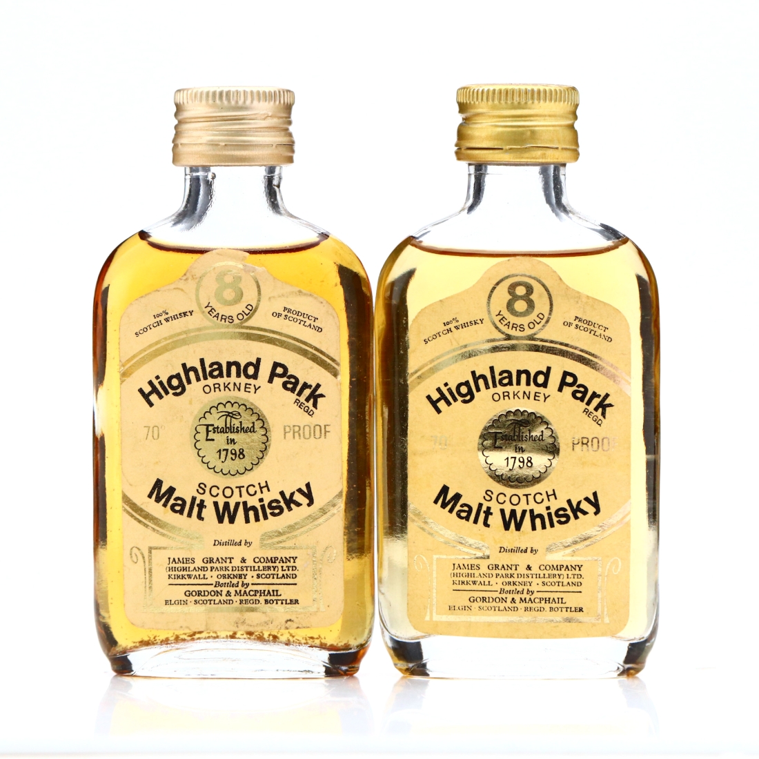 Highland Park 8 Year Old Gordon and MacPhail Miniature x2 1970s