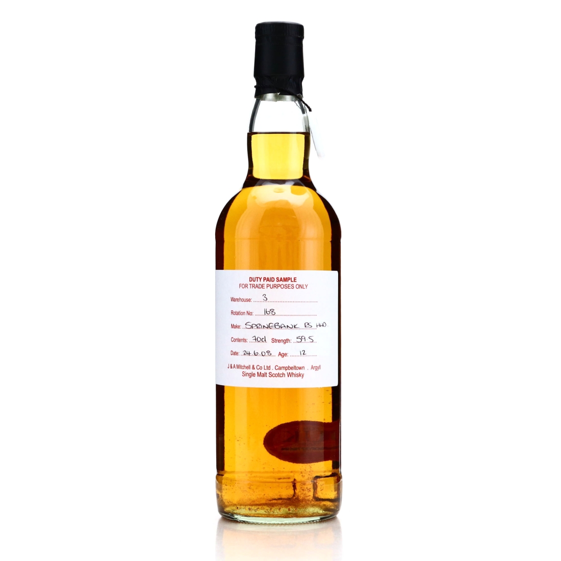 Springbank 2008 Duty Paid Sample 12 Year Old / Refill Sherry Hogshead